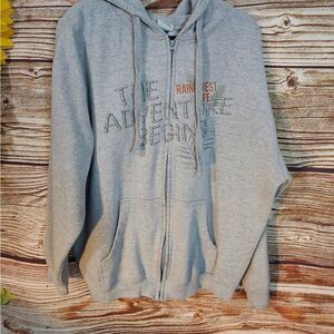 Rainforest Café men's long sleeve hoodie XL/1X see measurements gray pre-owned